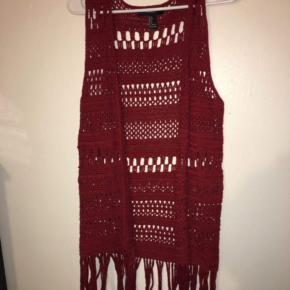 Crotchet long fringe vest